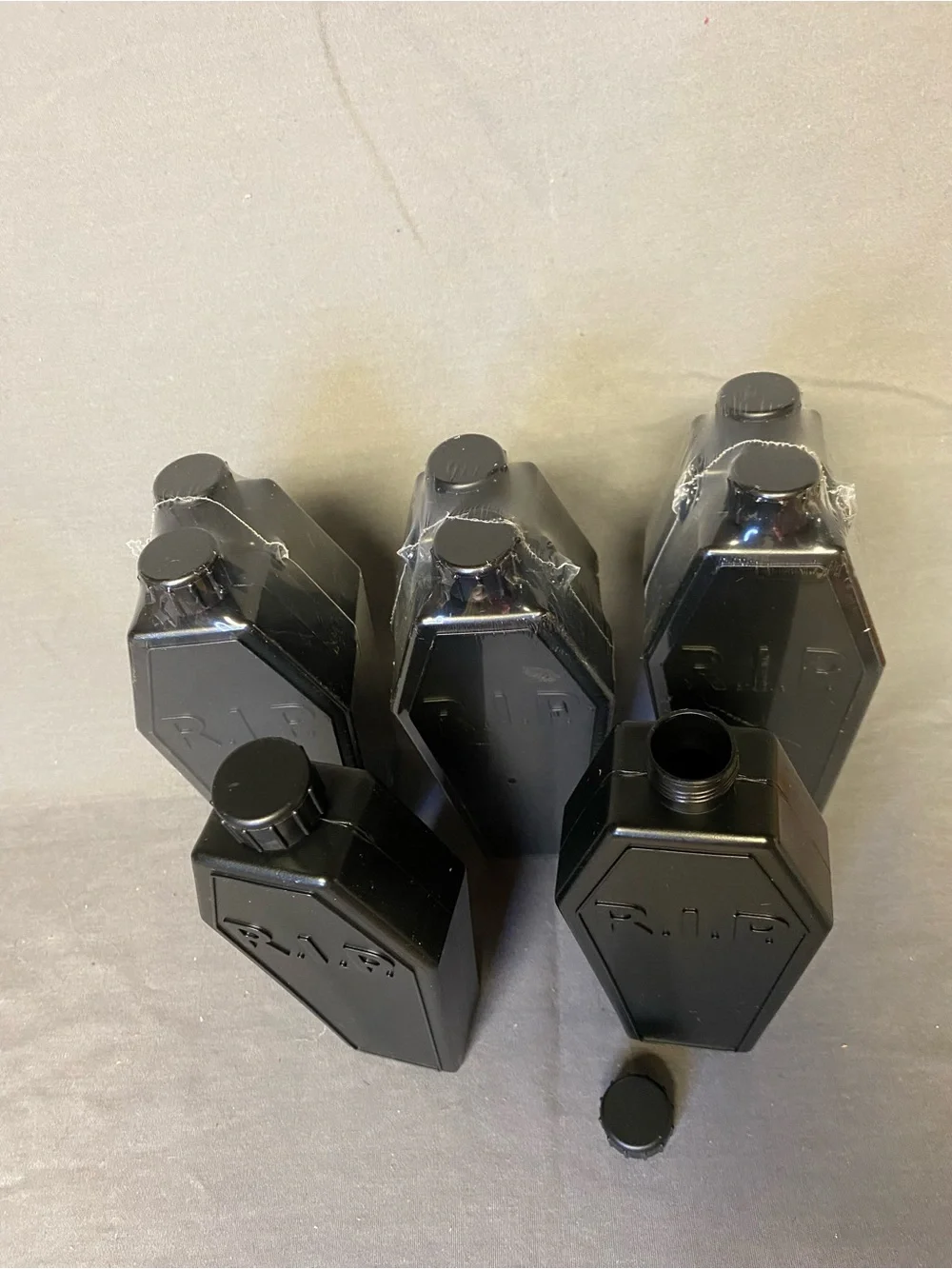 Target Black Coffin-Shaped R.I.P. Flask Water Bottle set of 8